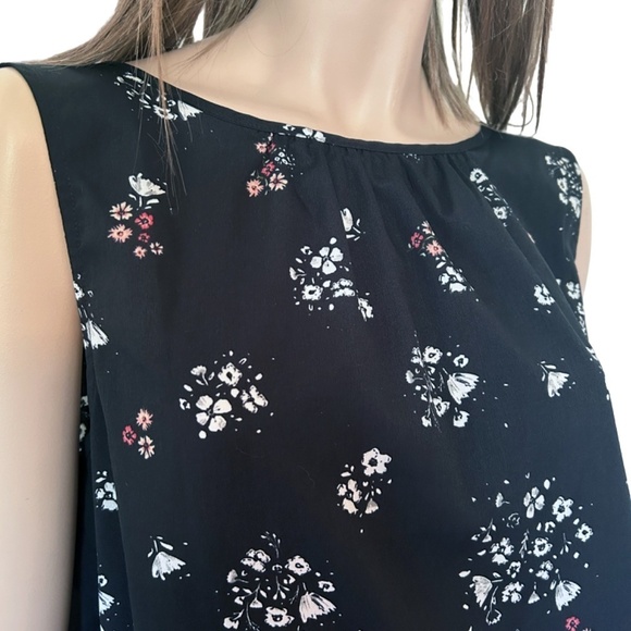 Cabi Floral Tunic Top Tank Blouse Sleeveless Keyhole back tie ruching XL NWOT - Picture 6 of 10